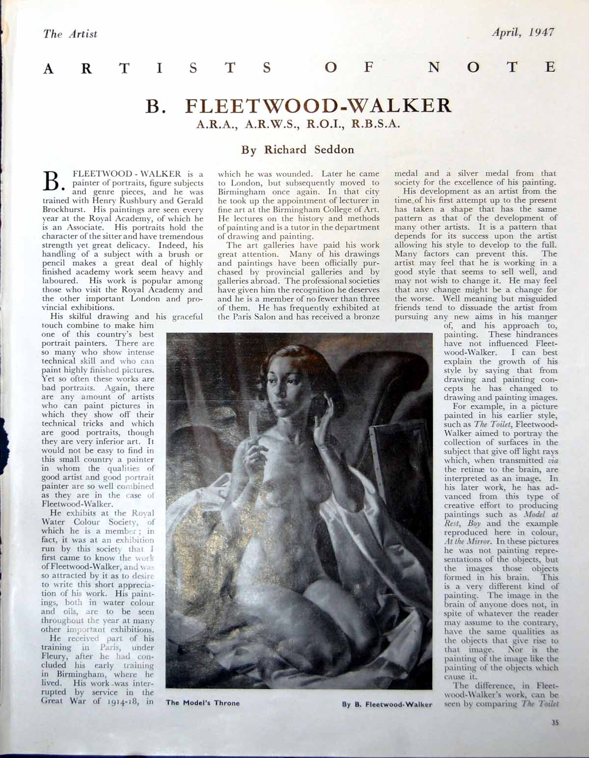 Antique Old Print Model'S Throne B Fleetwood-Walker Auntie Jill Studies 1947 0