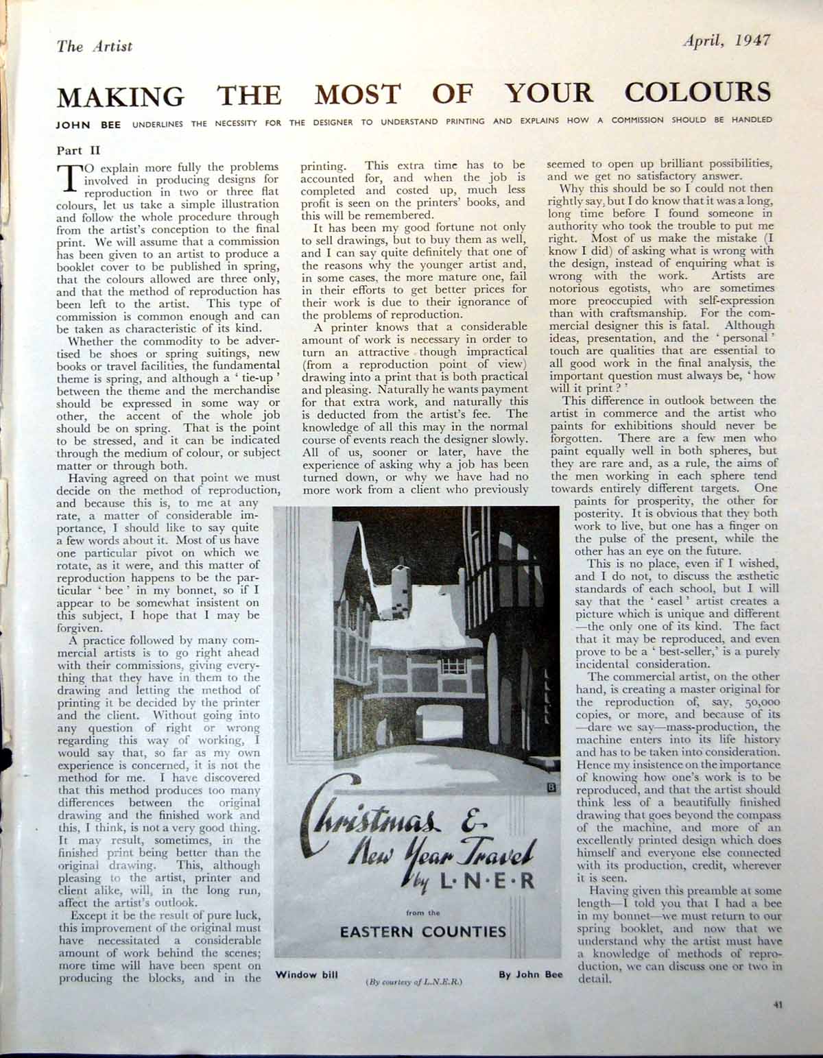 Antique Old Print Window Bill L.N.E.R. John Bee Brochure Cover Livogen 1947 0