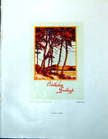 Old Print Birthday Card J Bee Trees Eton Motorbus Poster Spradbery 1947 0 20th