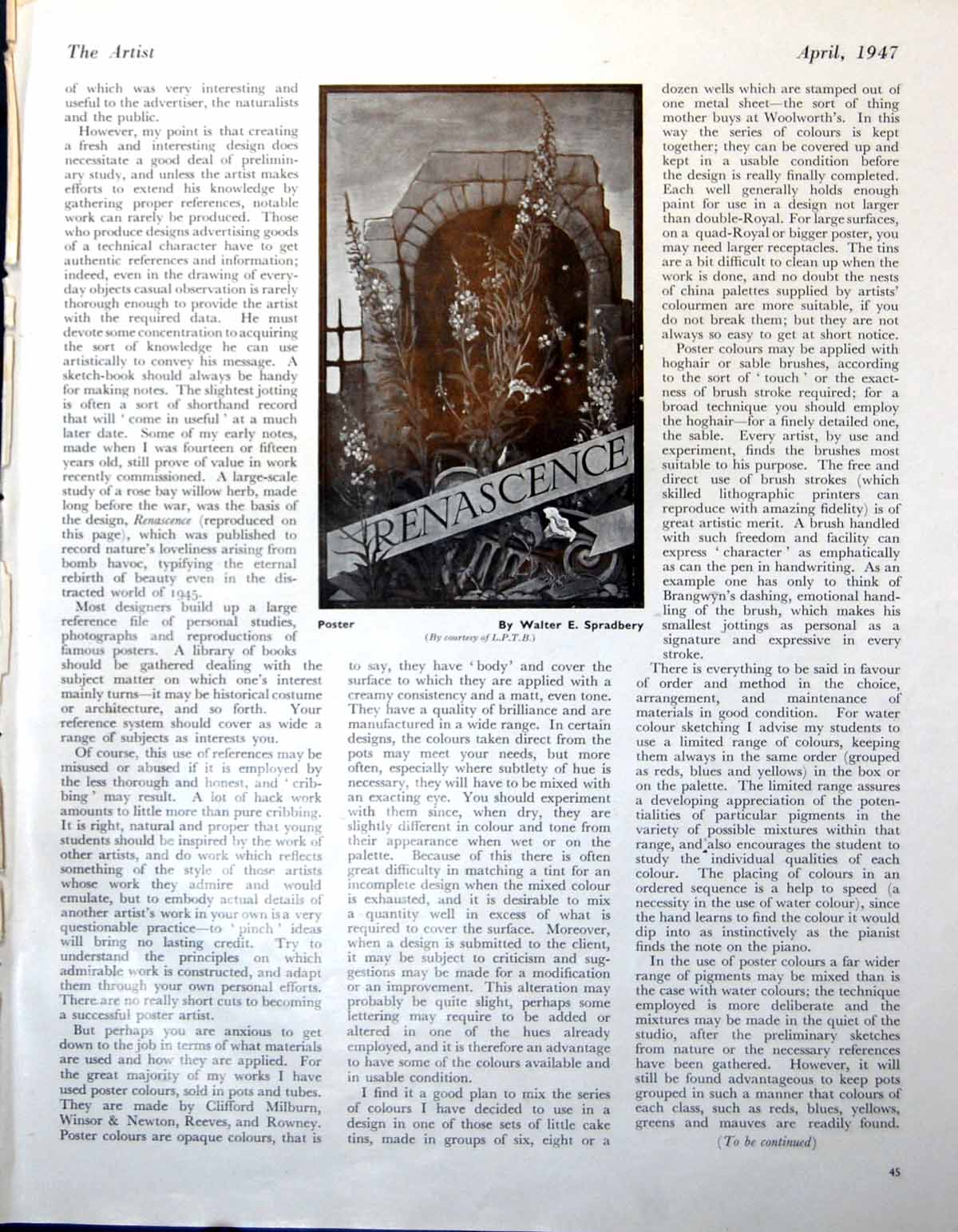 Old Renascence Poster W.E. Spradbery Sketches Greenwich J Pike 1947 0 20th