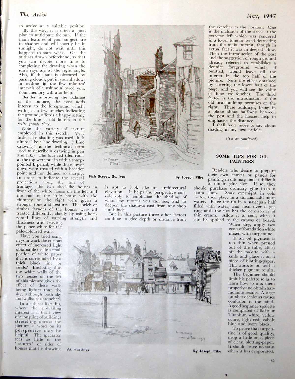 Old Print Fish St St. Ives J Pike Hastings Landmarks Beauty Fashion J Bee 1947 0