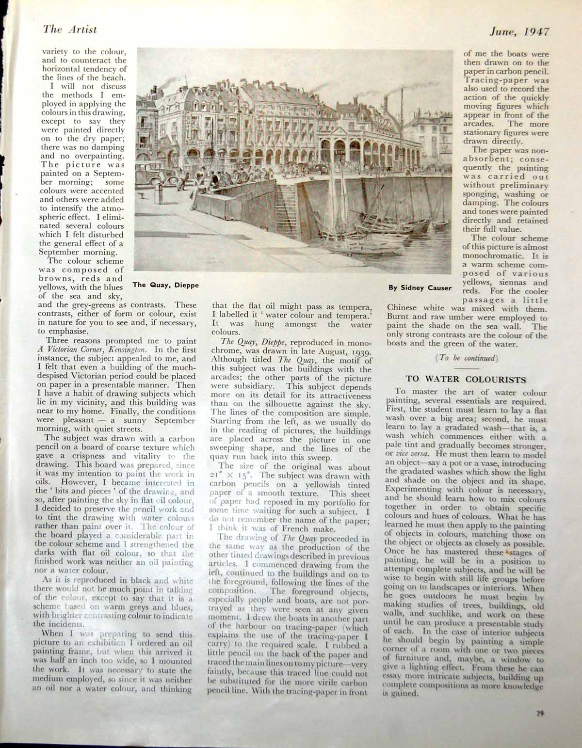 Old Sier Jb Pater The Quay Dieppe Sidney Causer Sailing Boats 1947 0 20th