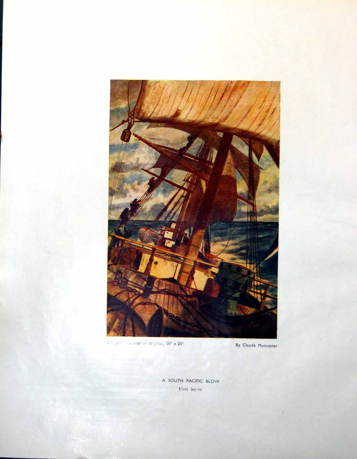 Old South Pacific Blow Aboard Ship C Muncaster Village Ro Dunlop 1947 0 20th