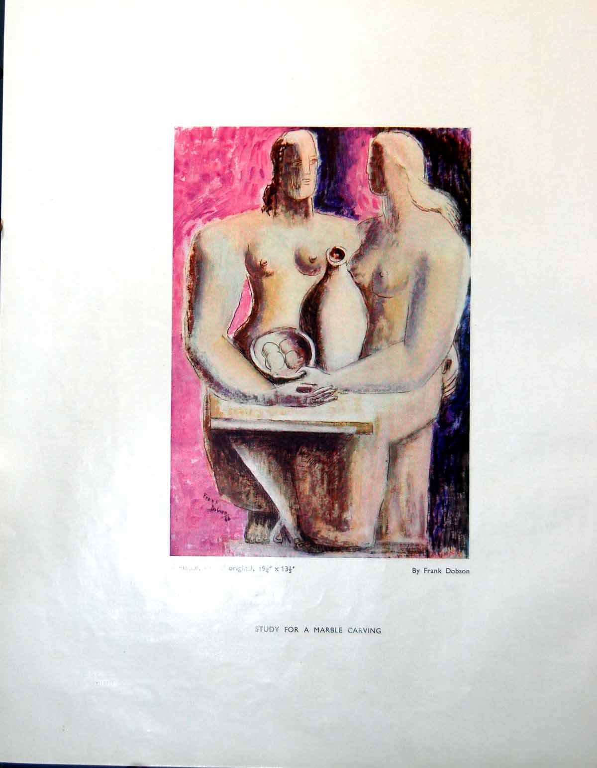 Antique Old Print Study Marble Carving Frank Dobson Haystacks Editor 1947 0 20th