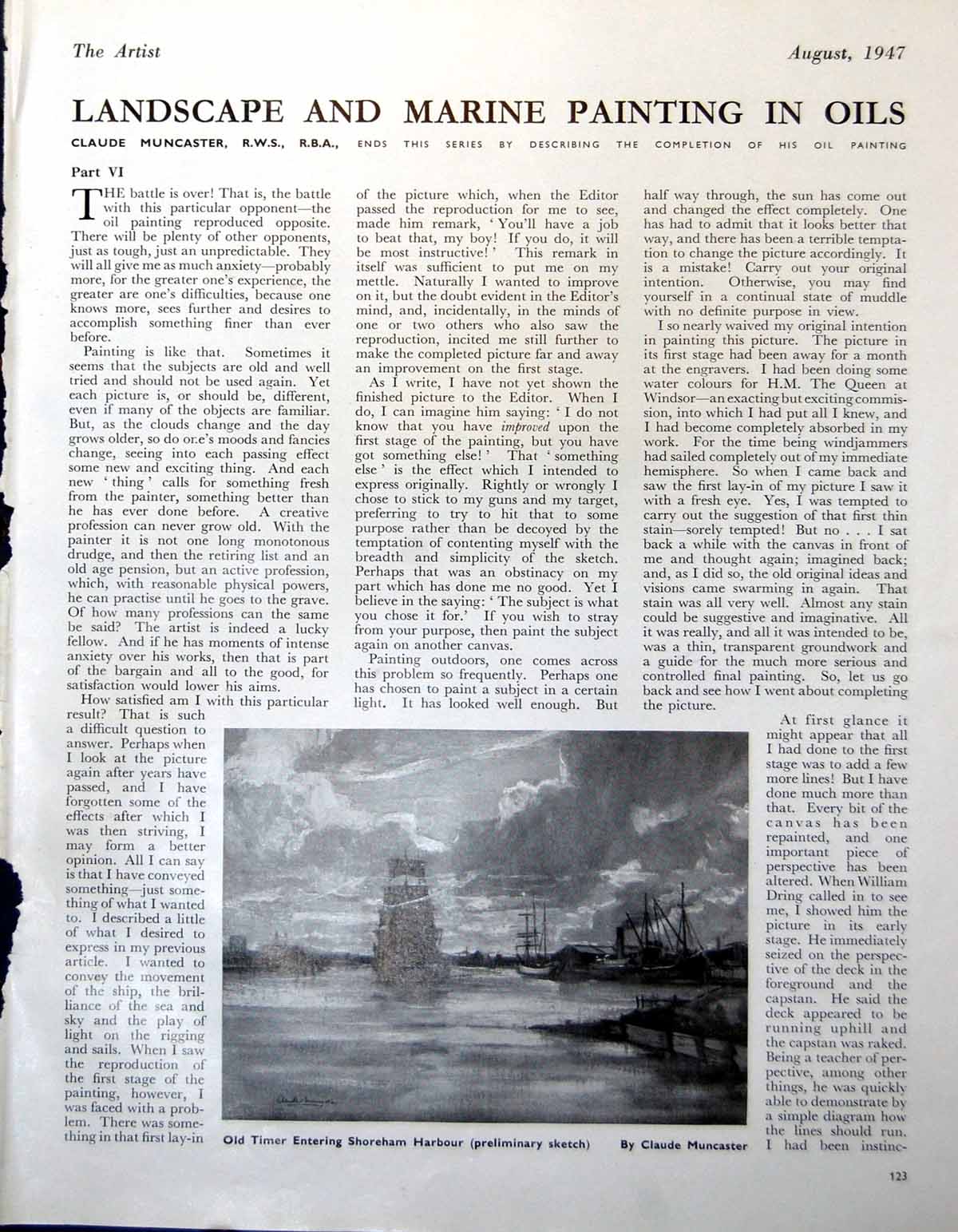 Old Sailing Ship Shoreham C Muncaster Winter Fishing N Atlantic 1947 20th