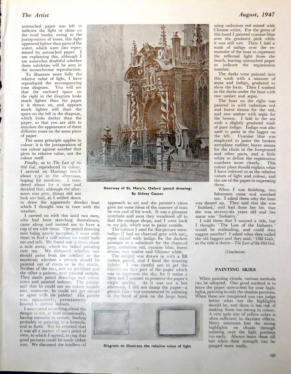 Old Doorway St. Mary'S Oxford S. Causer View In Kent J. Constable 1947 20th