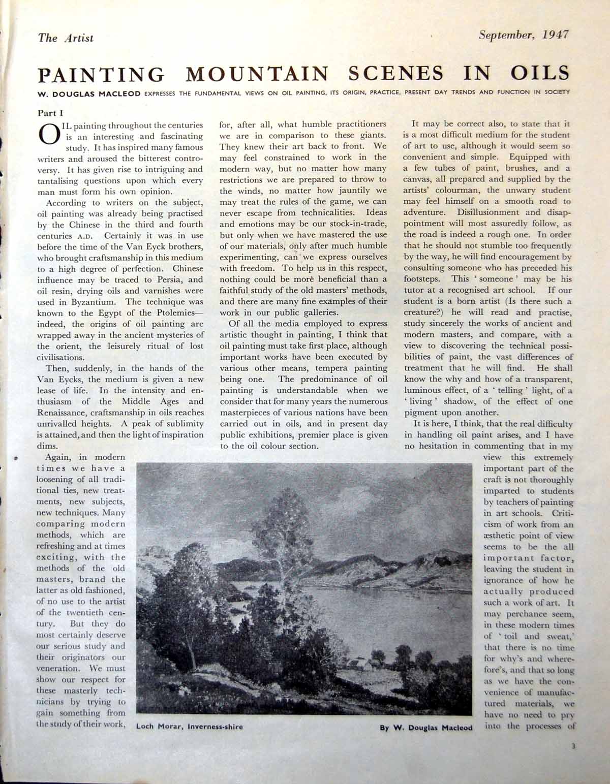 Antique Print Loch Morar Inverness-Shire W Douglas Macleod Inveroran 1947 20th