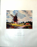 Old Print Landmark Kenneth Steel Windmill Richmond Castle Yorkshire 1947 20th