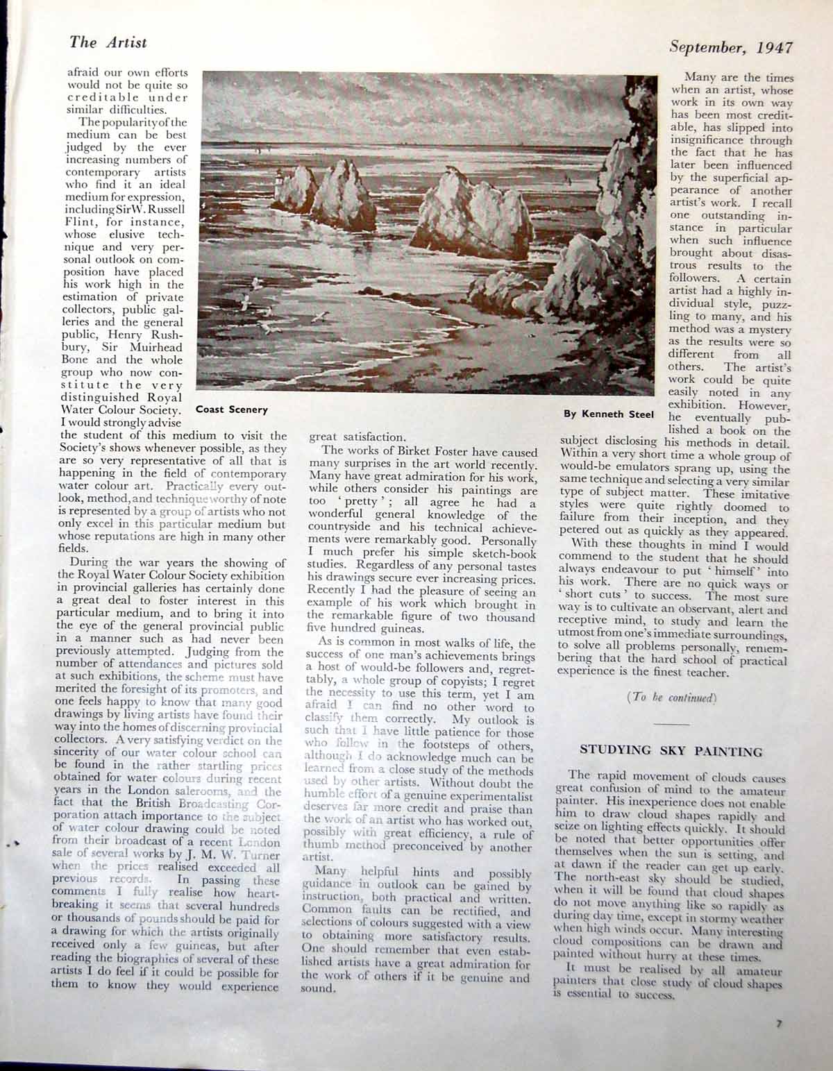 Old Print Coast Scenery Cliffs Stacks Kenneth Steel Chow Fg Mories 1947 20th