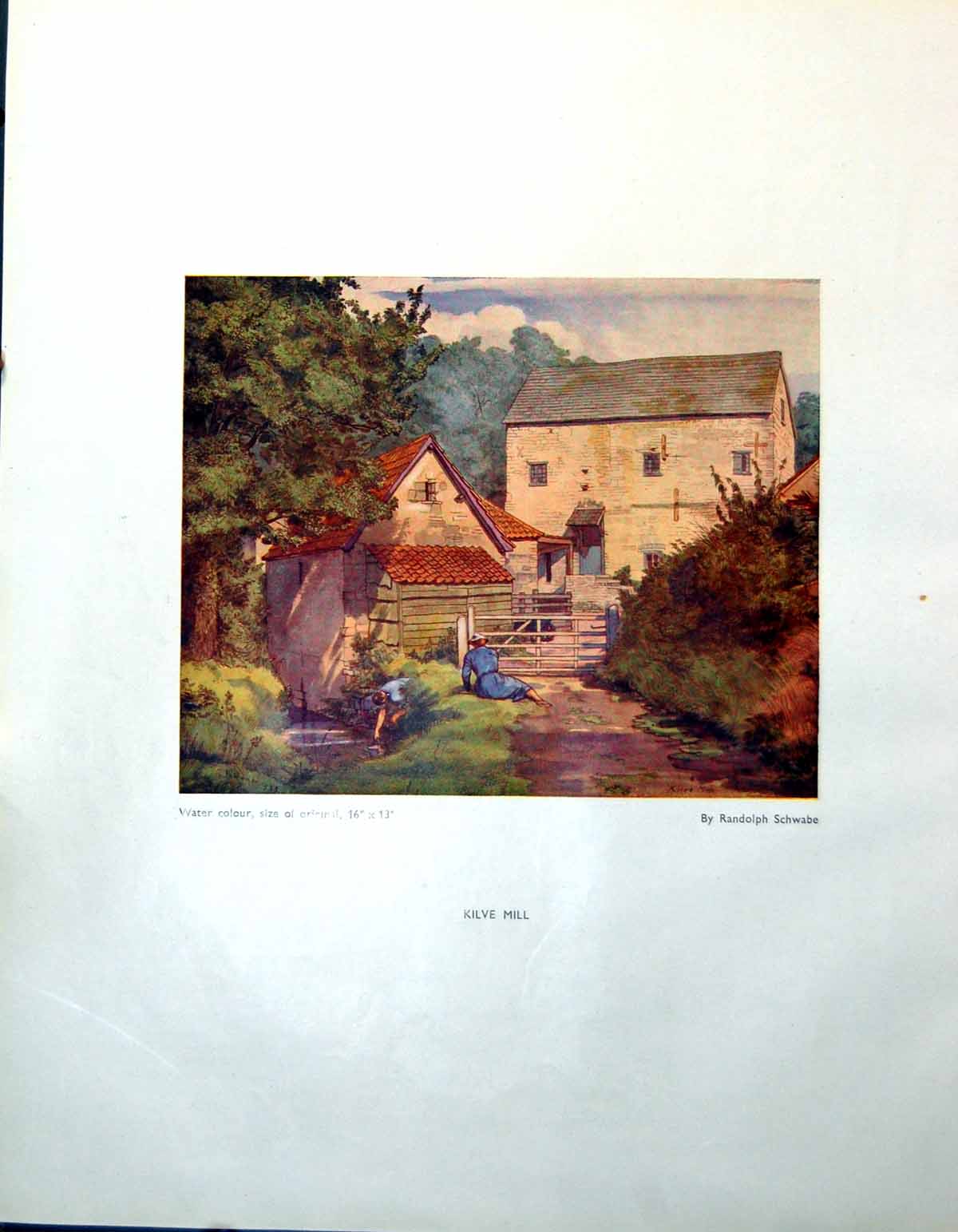 Old Vintage Print Kilve Mill Randolph Schwabe From Watercolour Lady 1947 20th