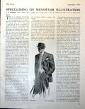 Antique Old Print Menswear Illustration Town Suit Cb Bowmar Trenchcoat 1947