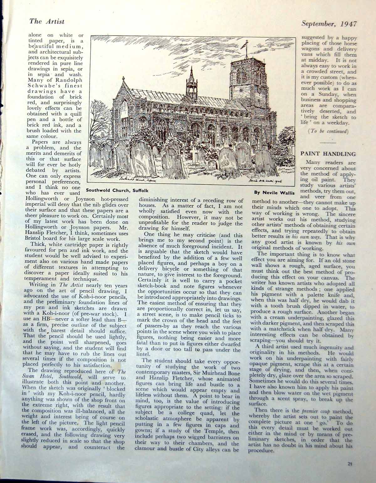 Antique Print SouthwChurch Suffolk N Wallis Illustration Monkey Bepo 1947 20th