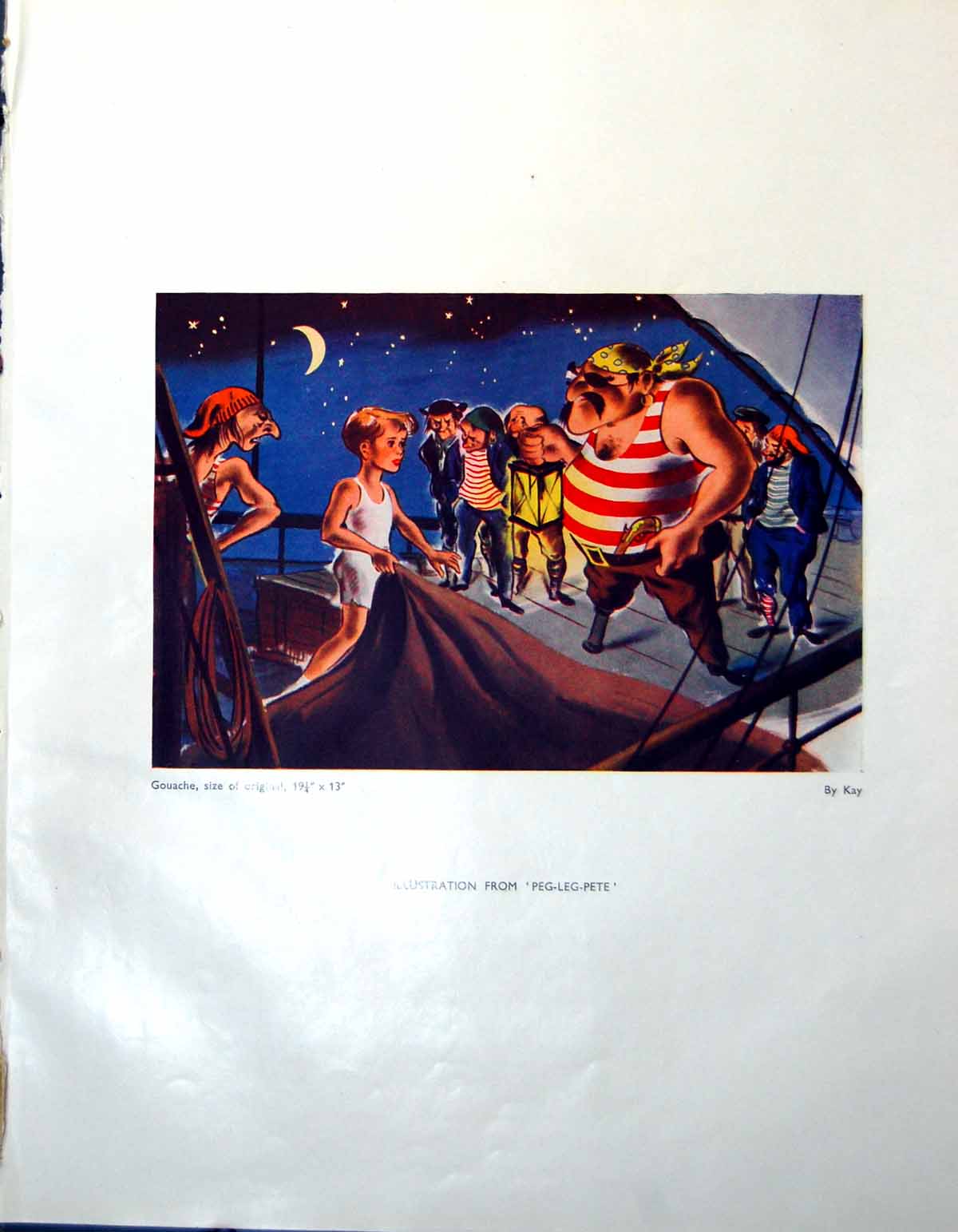 Antique Old Print Illustration Peg-Leg-Pete Kay Beppo Devoted Monkey 1947 20th