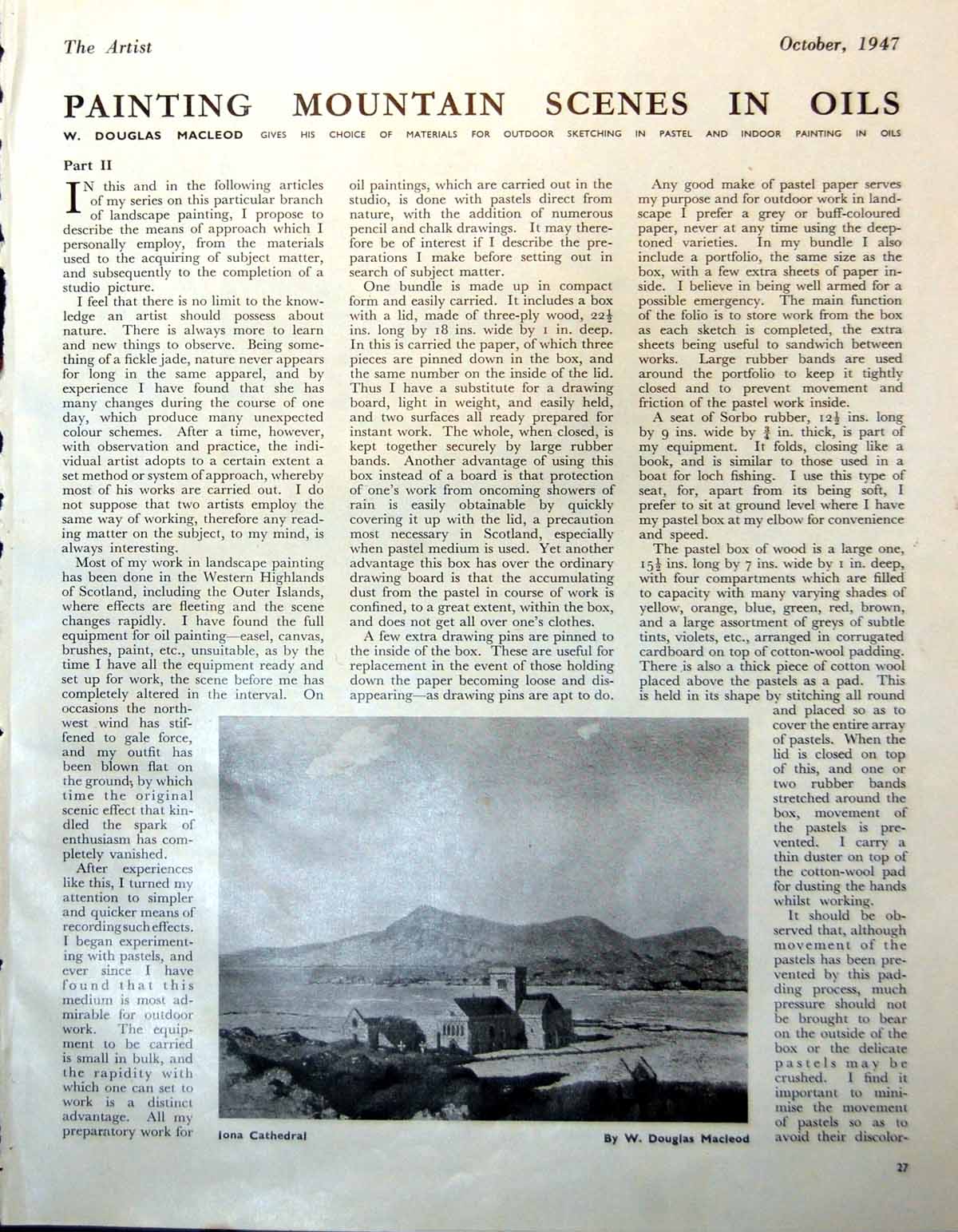 Antique Old Print Iona Cathedral W Douglas Macleod Loch Morar Rhum Eigg 1947