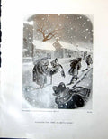 Old Vintage Print Illustration Beppo Kay Monkey Street Scenes Snow 1947 20th