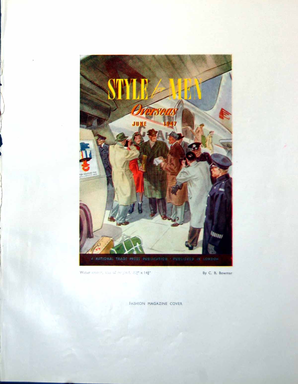 Antique Old Print Fashion Magazine Cover Men Cb Bowmar Figure Studies 1947