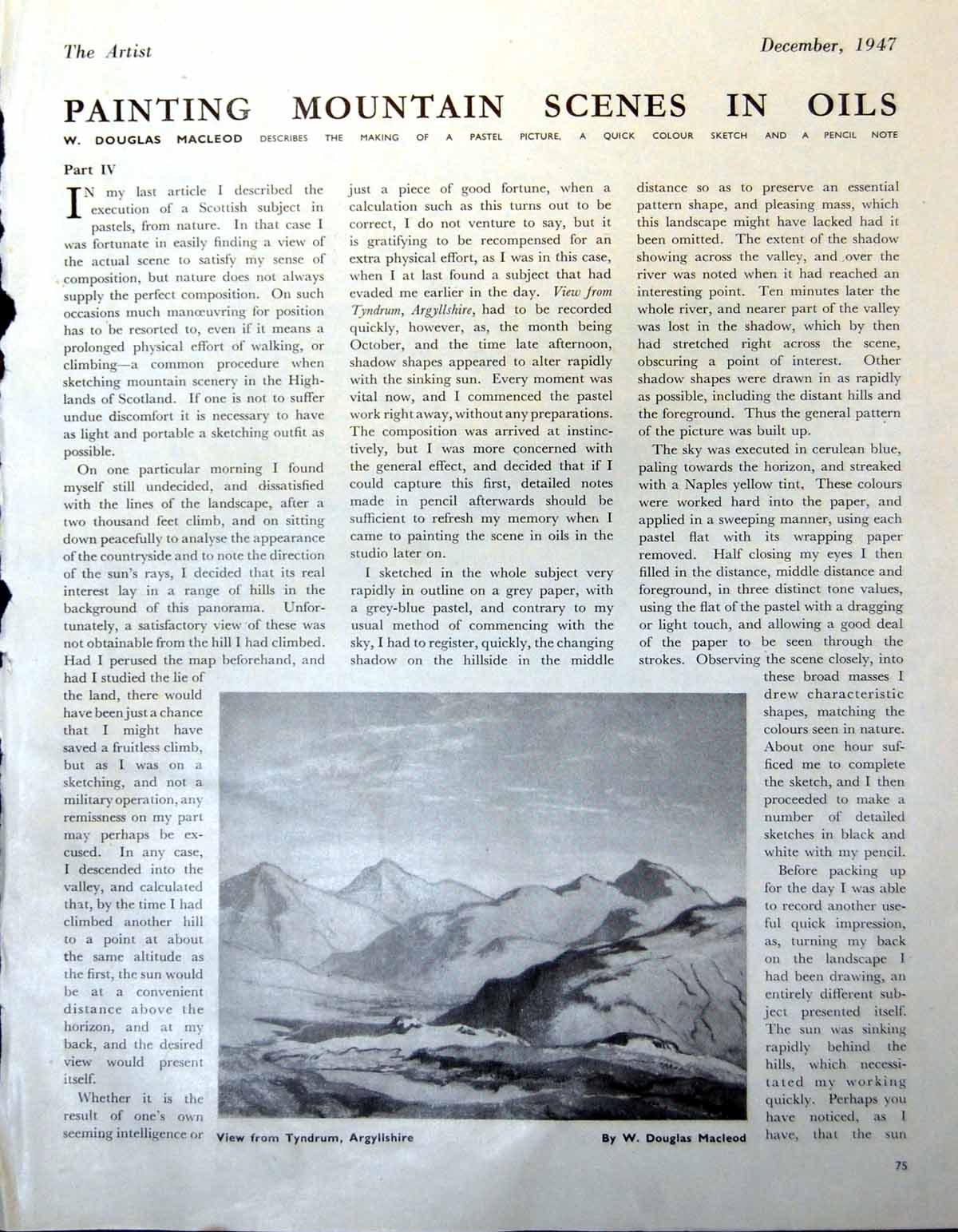 Antique Print View Tyndrum Argyllshire W Douglas Macleod Ben Cruachan 1947