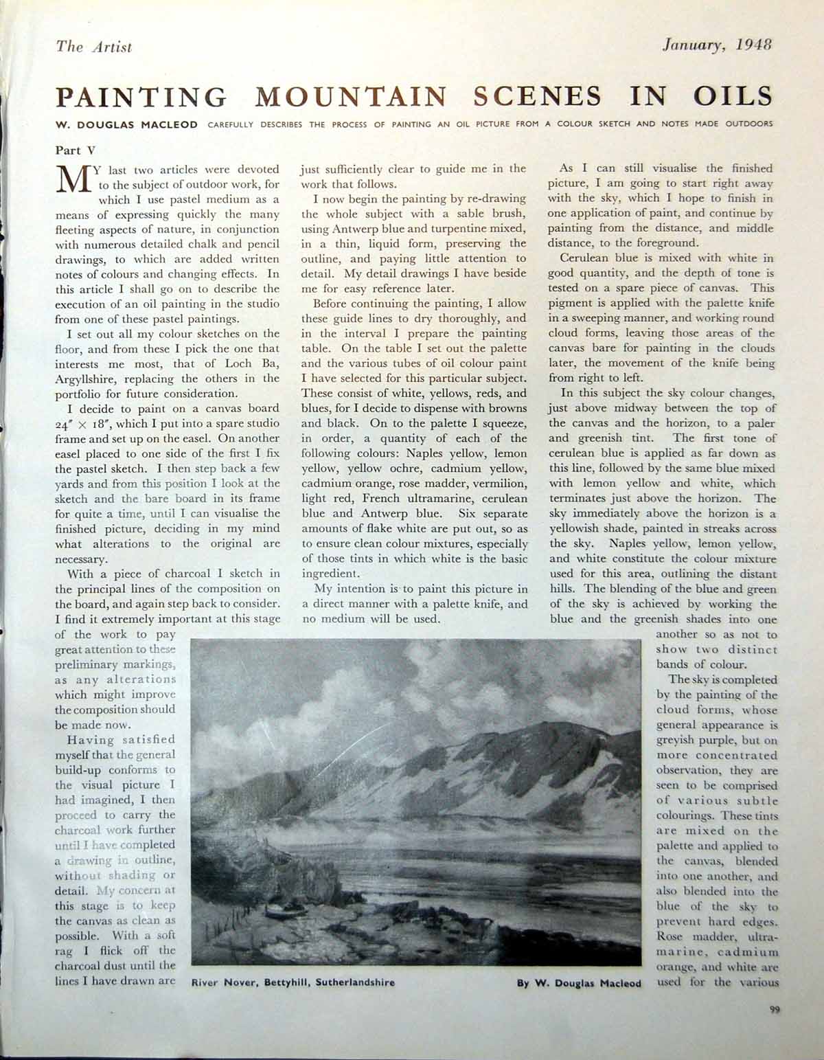Old Print River Naver Bettyhill Sutherland W Douglas Macleod Morar 1948 20th