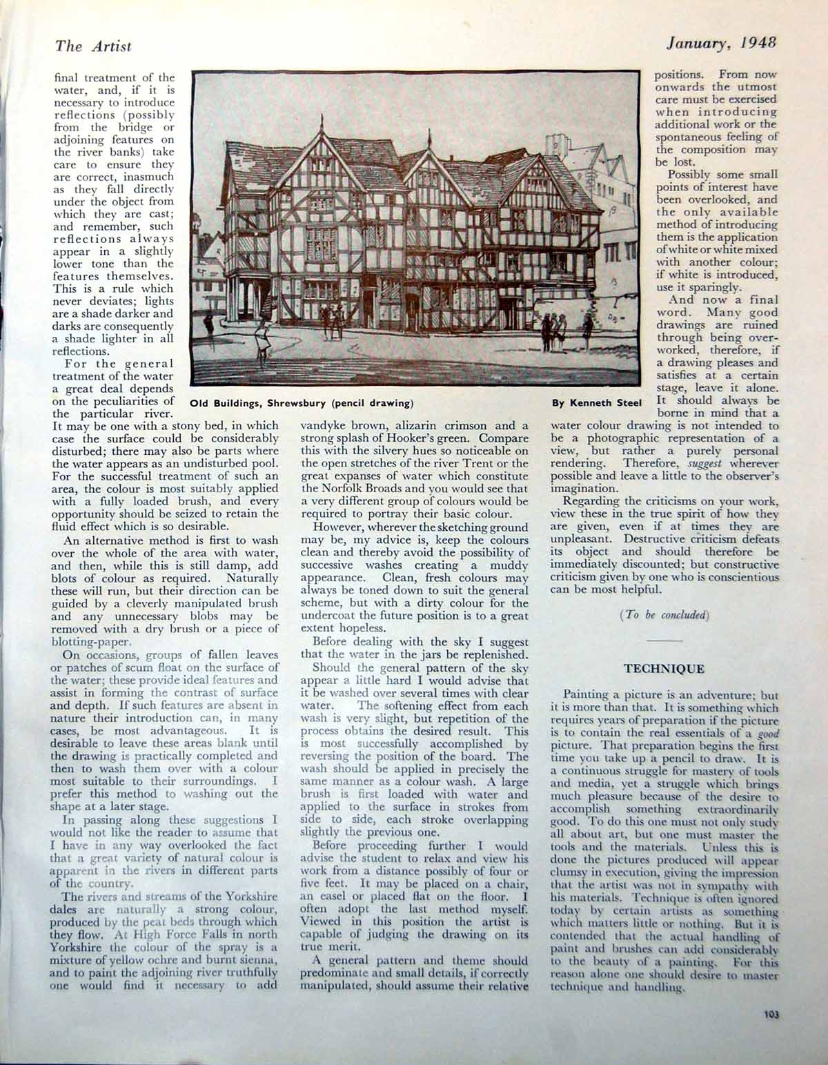 Old Vintage Print Buildings Shrewsbury K Steel Aims Methods Cezanne 1948 20th
