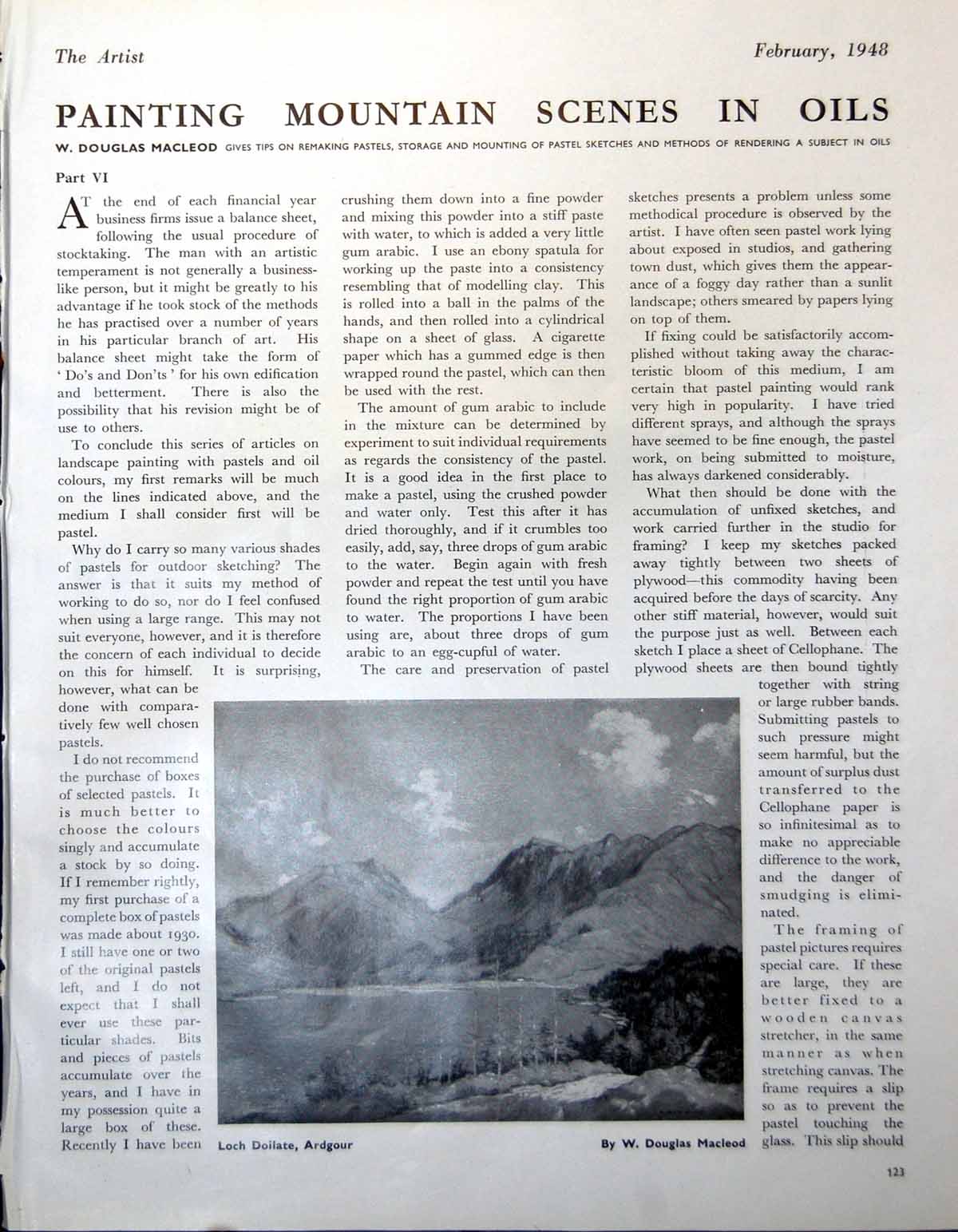Antique Old Print Loch Doilate Ardgour W Douglas Macleod Glencoe Road 1948