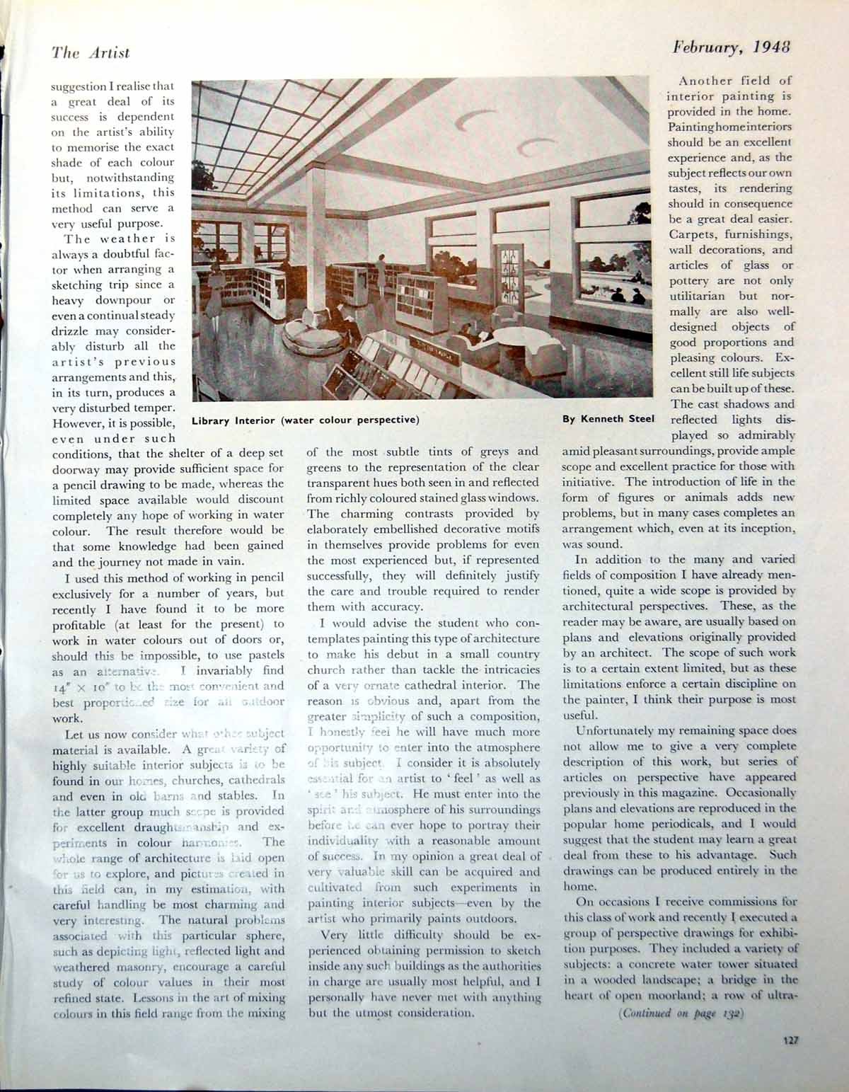 Old Print Library Interior Kenneth Steel Branch Fruit Robert Forman 1948 20th