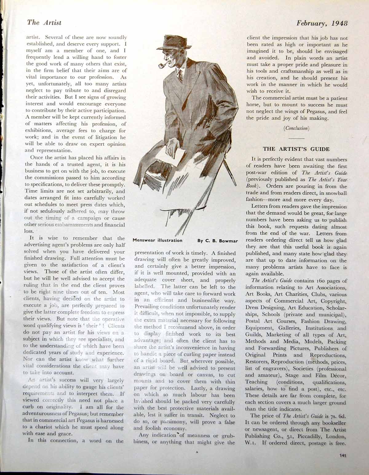 Antique Print Menswear Illustration Cb Bowmar The Head Character Kay 1948 20th