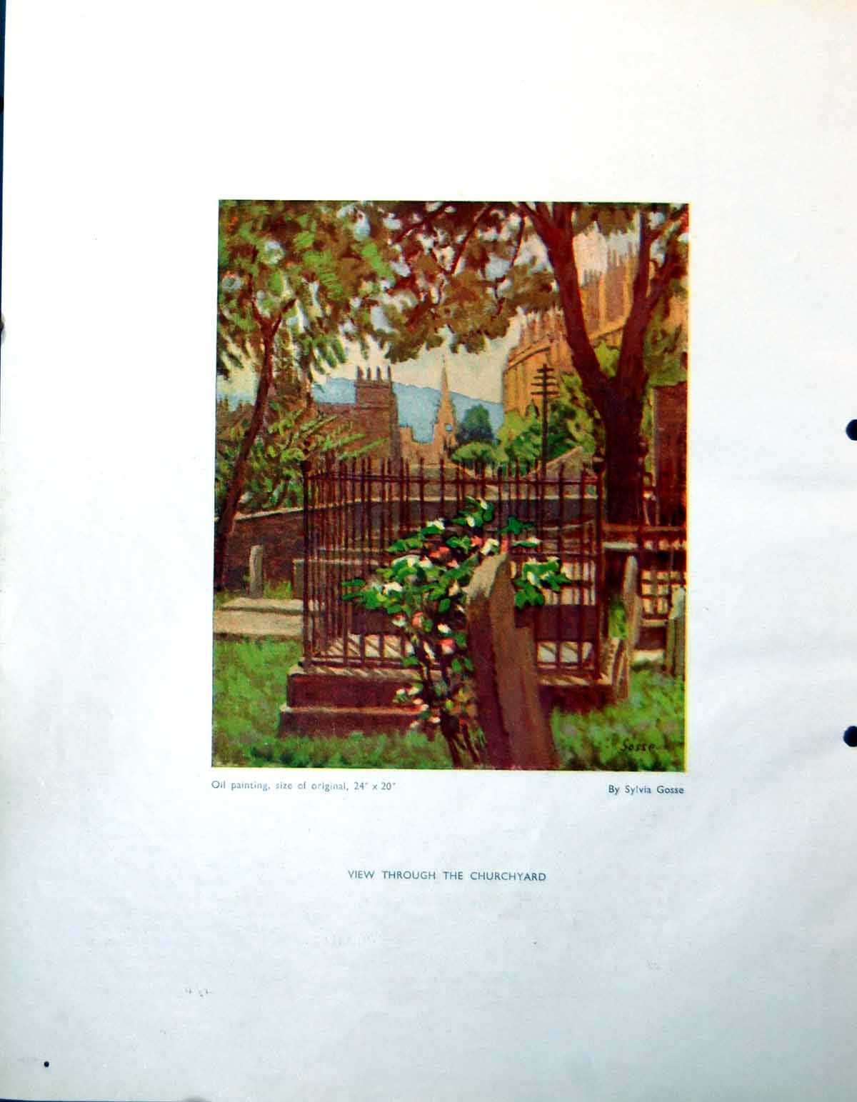 Antique Old Print View Through Churchyard S Gosse Tweed Bridge Forman 1948