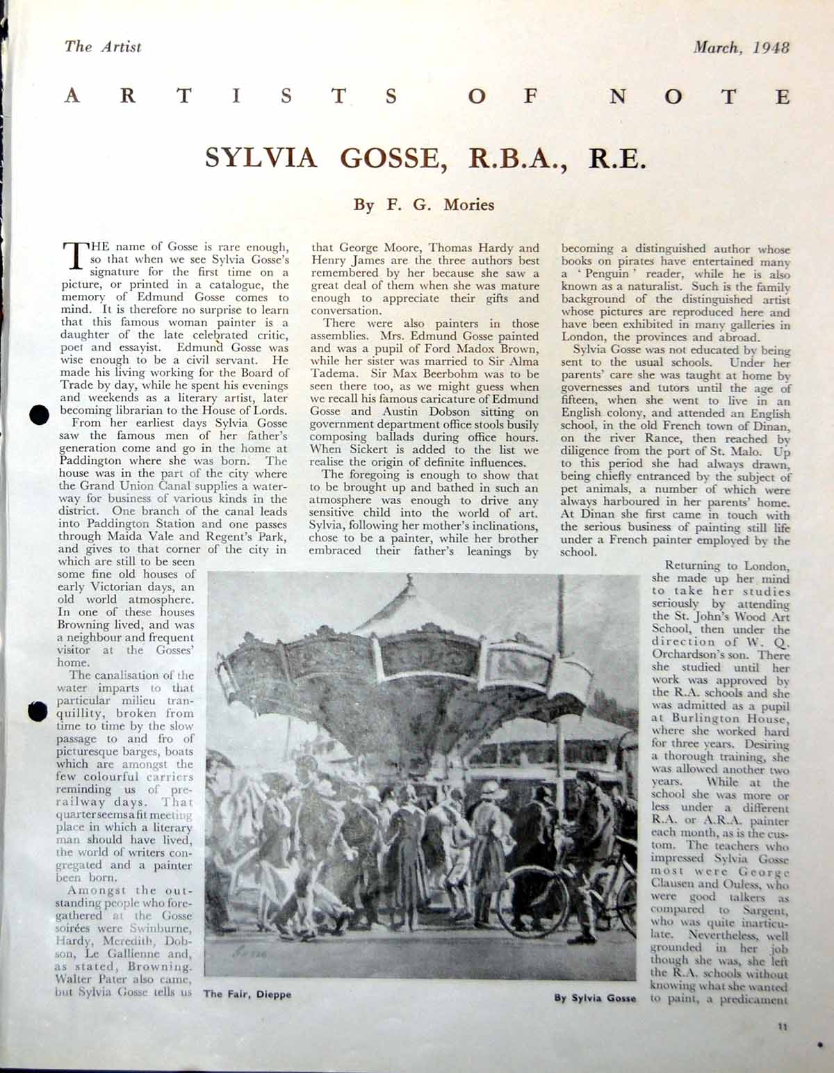 Antique Old Print The Fair Dieppe Sylvia Gosse Envermeu Fortune Teller 1948