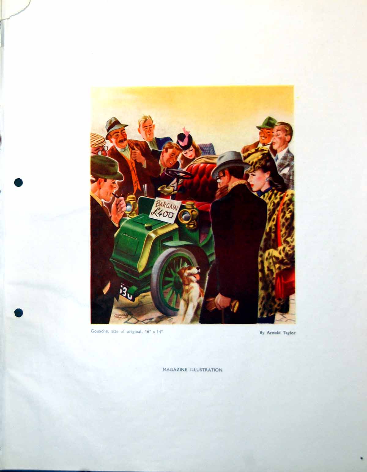 Antique Old Print Car Advert Illustration ArnTaylor Number Plate Horn 1948 20th