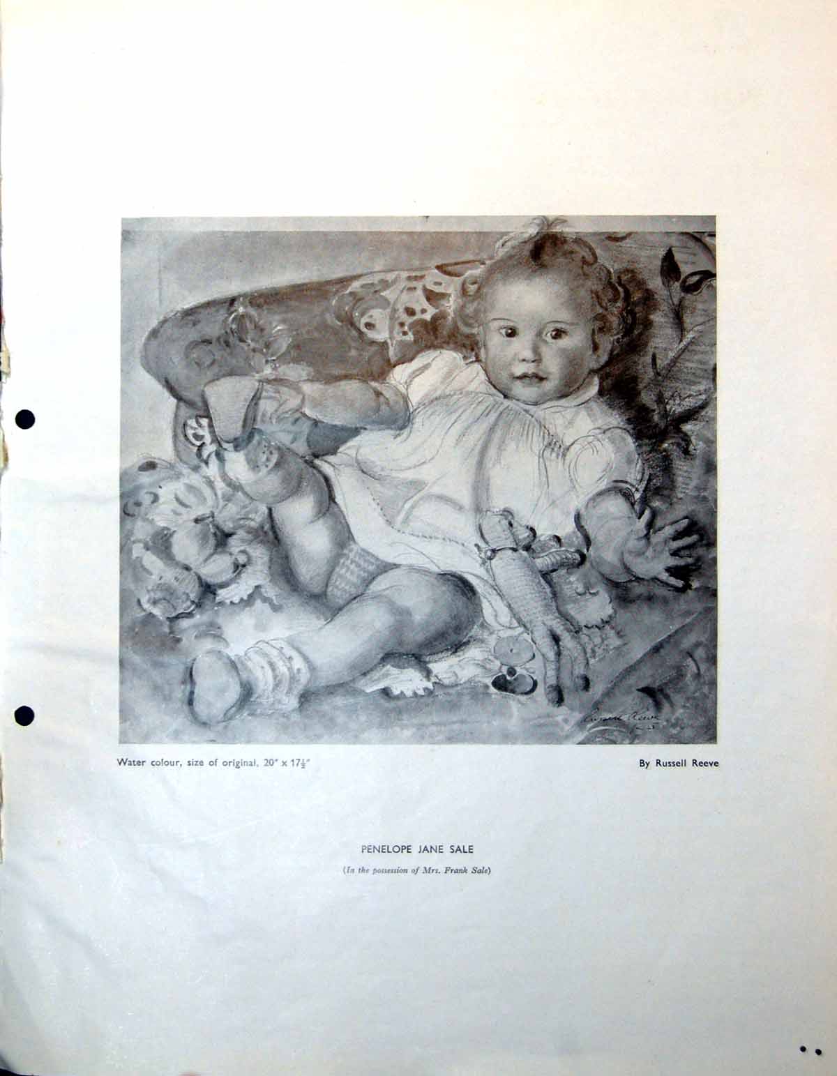 Original Old Vintage Print Penelope Jane Sale Russell Reeve Portrait Man 1948