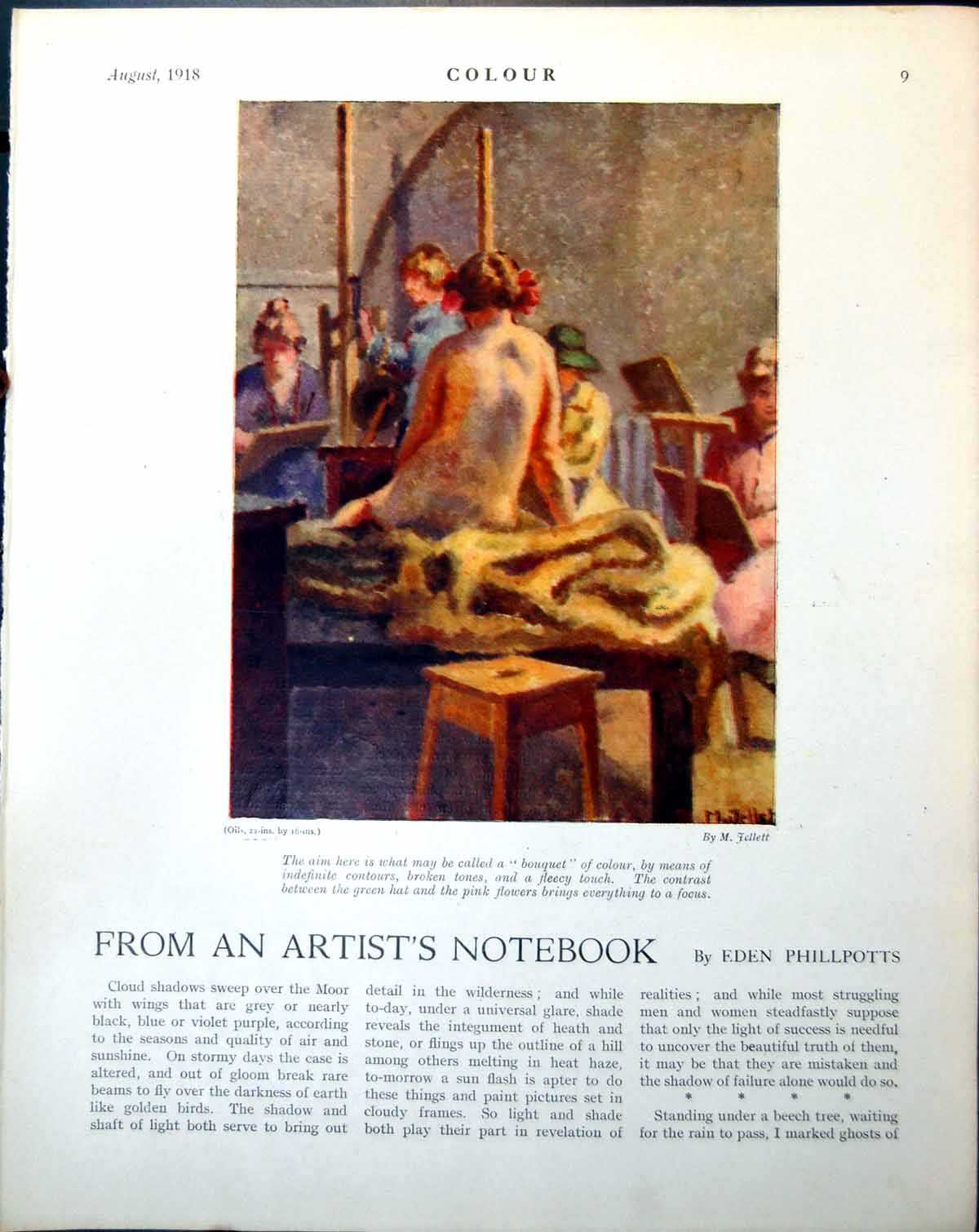 Old Artists Painting Naked Model M Jellet Panther Tree E Henderson 1918 20th