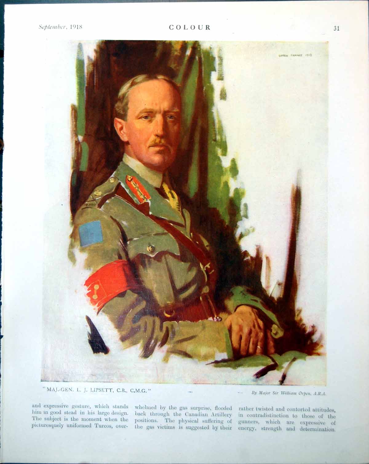 Print Maj Gen L Lipsett W Orpen Battered Trees Shell Fire Lieut C Barrand 1918