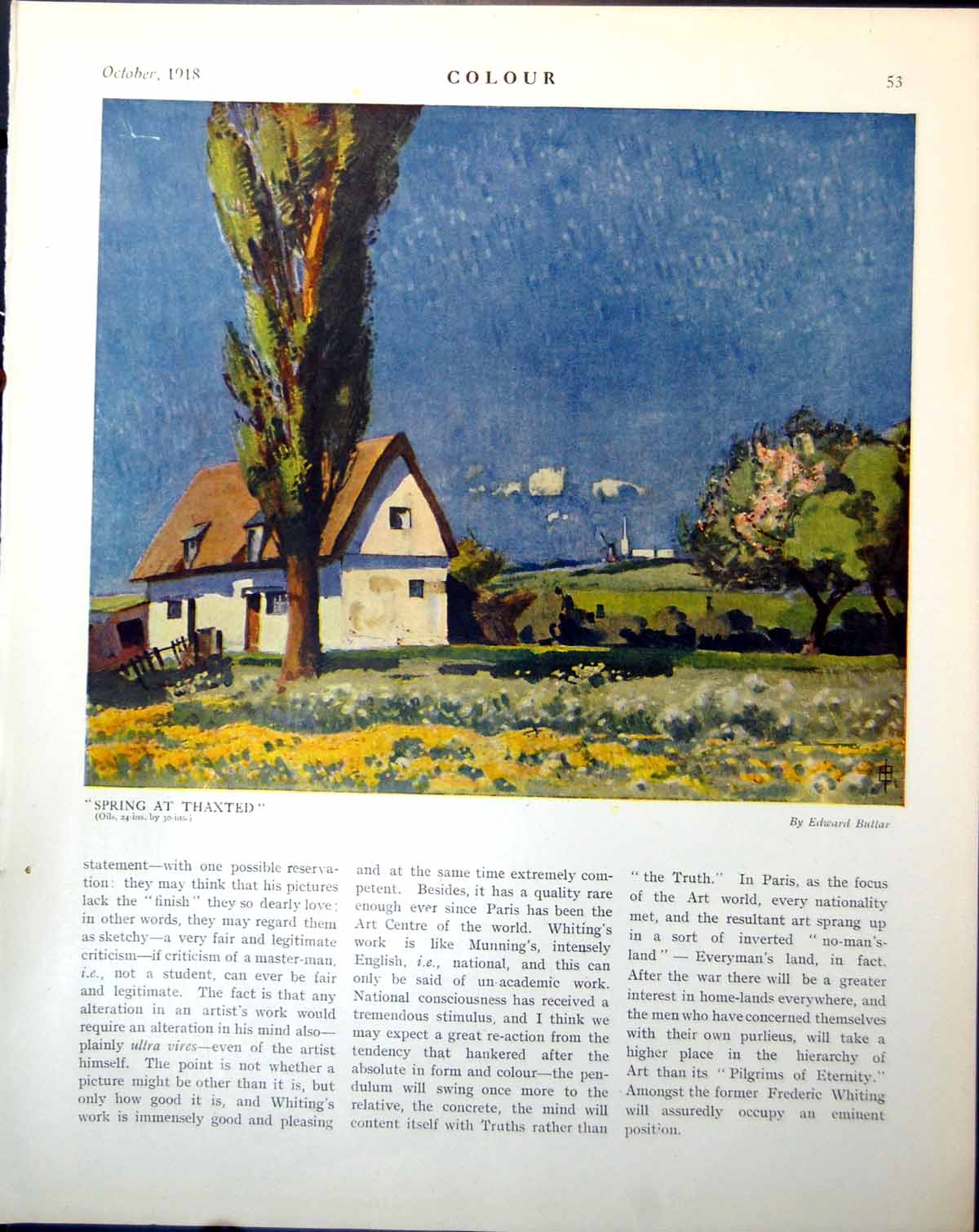 Old Print Spring Thaxted E Bullar German Gun Emplacement M Wagemans 1918 20th
