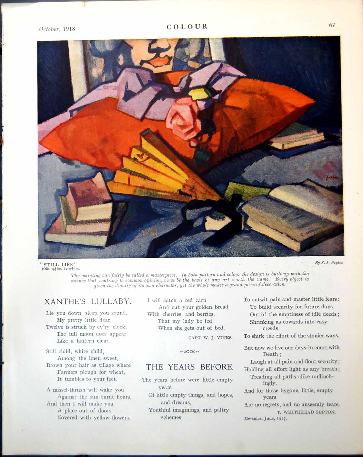 Print Still Life S Peploe Books Driving Home Rain E Blampied Horse Cart 1918