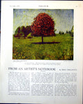 Old Print Pink Chestnut Mary Mccrossan Tree Pink & Black R Erlanger 1918 20th