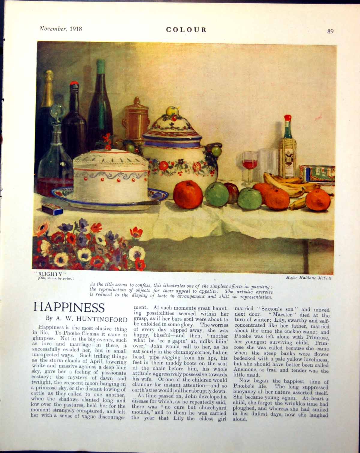 Old Blighty Maj Haldane Mcfall Fruit Wine Cake Nasturtiums C Hassell1918 20th