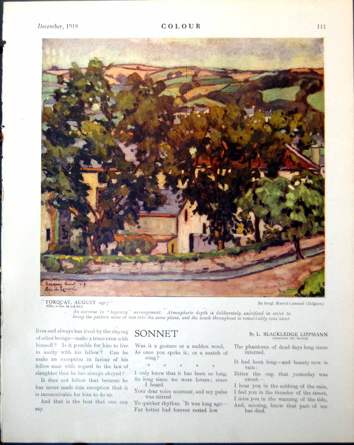 Old Print Torquay Sgt Marcel Canncel Belgian Bust Private Rennie C Sheridan1918