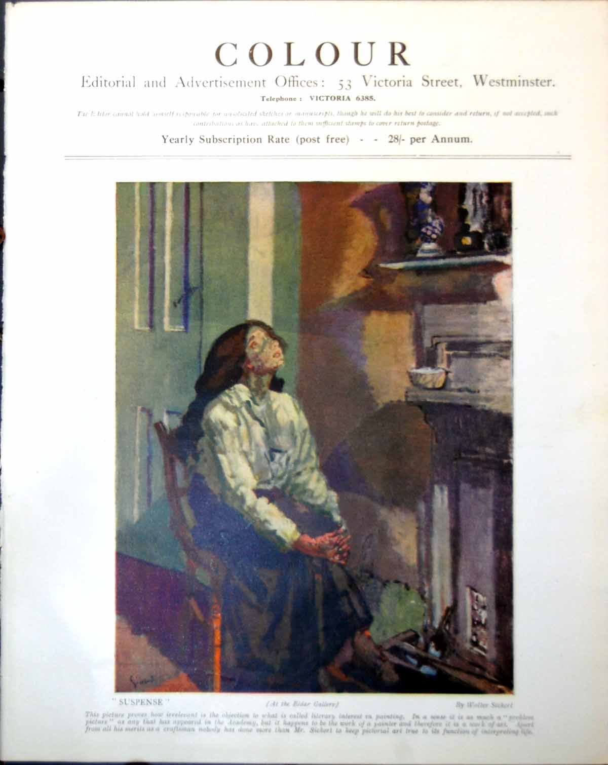 Old Suspense W Sickert Woman Fireside Chrysanthemums C Williams 1919 20th