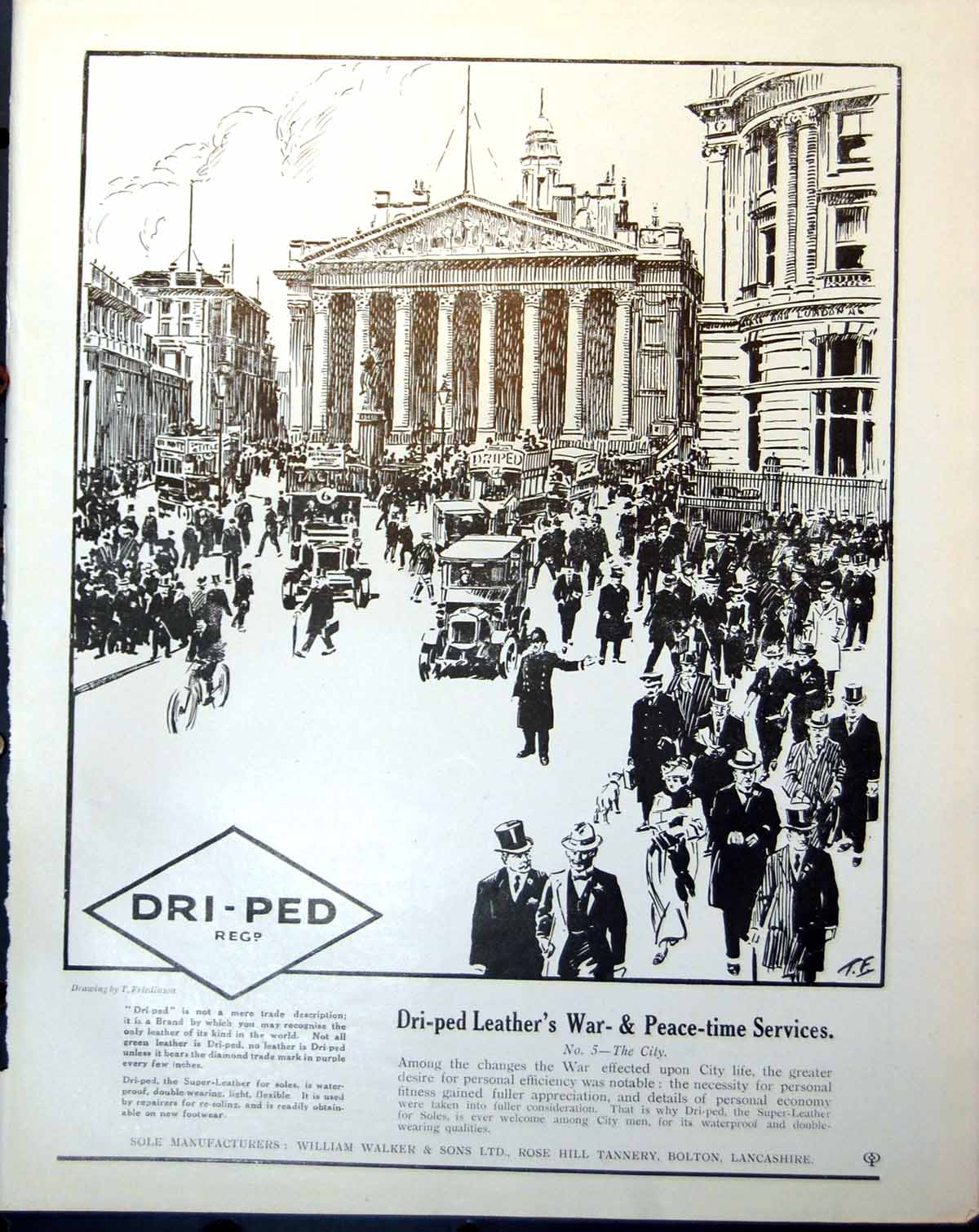 Old Dri-Ped Leathers War Peace Time Services Sole Manufacturers 1918 20th