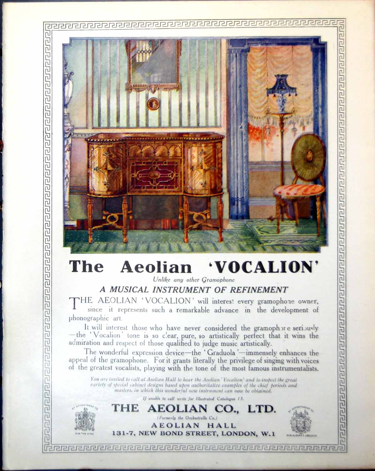 Old Aeolian Vocalion Interest Every Gramophone Owner Clear Tone 1918 20th