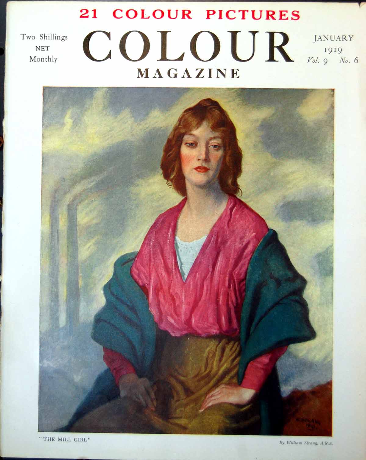 Old Mill Girl William Strang Woman Blouse Skirt Stole Round Shoulder1918 20th