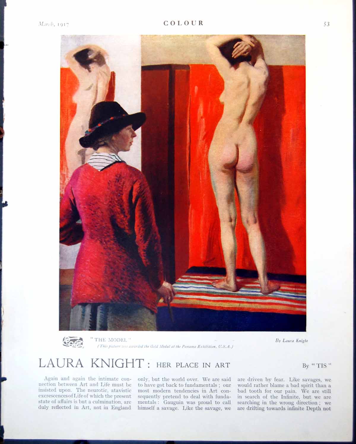 Antique Print Model L Knight Medal Panama Exhibition Woman W Lee Hankey1917 20th