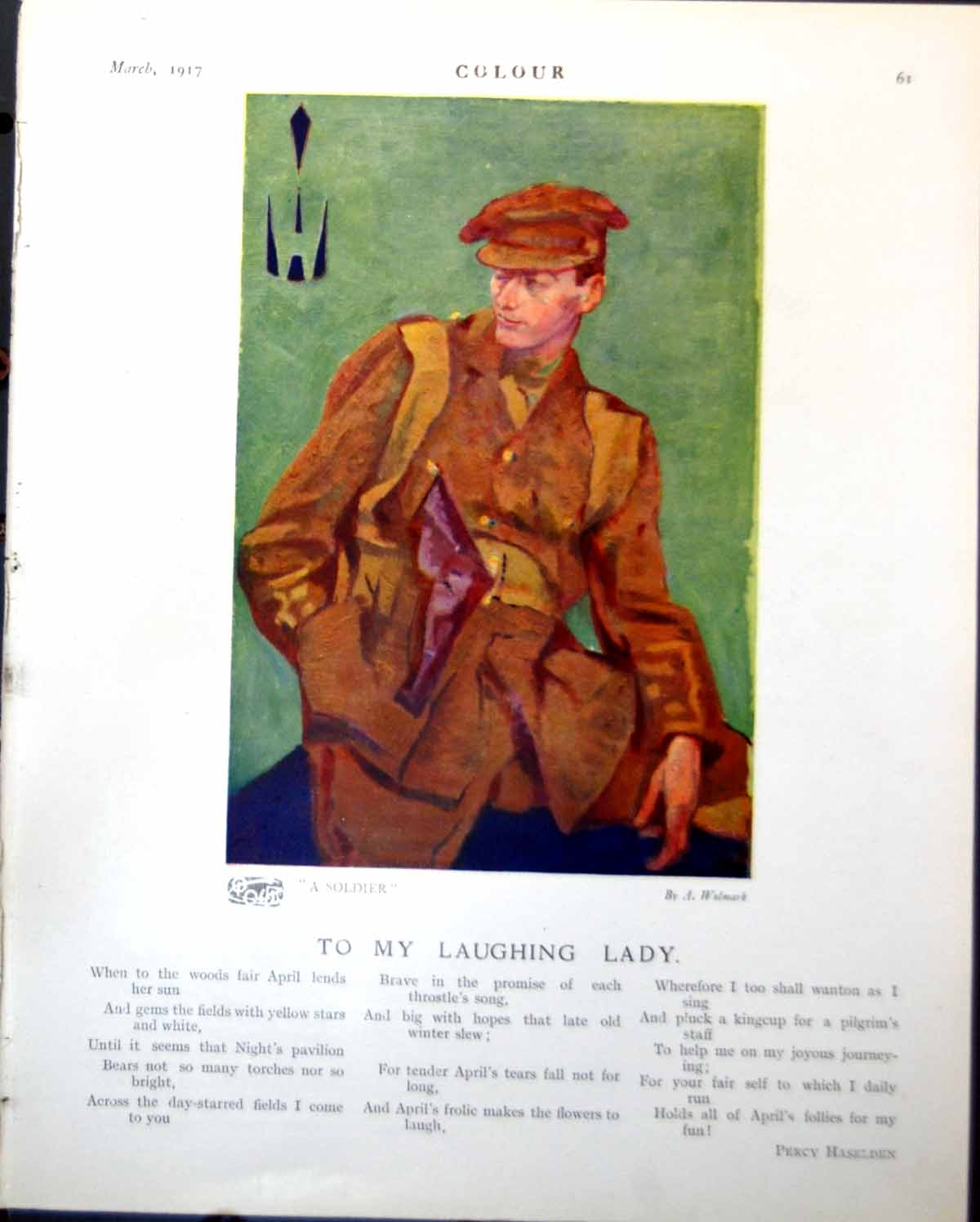 Old Print Sier Uniform A Wolmark Katya Woman Chair Table W Lee Hankey1917 20th