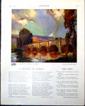Original Old Vintage Print Withypool Bridge Exmoor Leonard Richmond 1917 20th