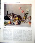 Old Print Still Life Philip Connard Flowers Fruit Cottage Bunch Sylvia Gosse1917