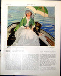 Antique Old Print Summer Philip Connard Woman Boat Western Front M Bone 1917