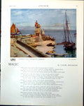 Old Print Lifeboat Day Lynmouth Harbour A Akerbladt Toys A Warren Dow 1917 20th