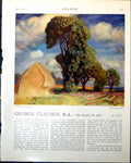 Antique Old Print Haystack G Clausen Italian Town Benvenute Disertori 1917 20th