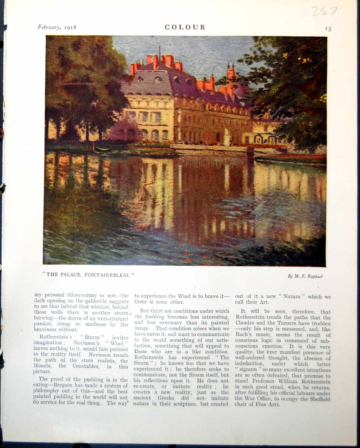 Old Palace Fontainbleau M Raphael Japanese Art Street R Macintyre 1918 20th