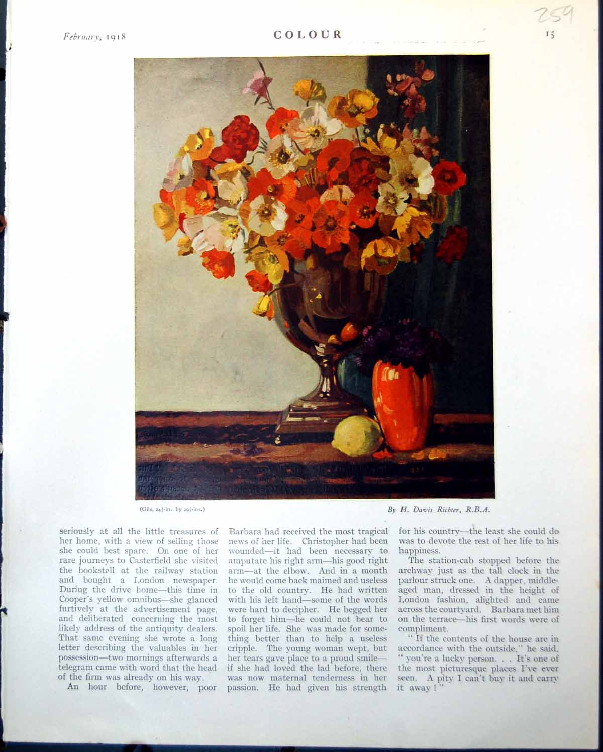 Old Flowers Vase Lemon H Davis Richter Garden May Albert Delstanche1918 20th